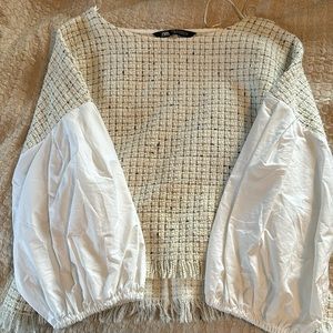 ZARA TWEED LONG SLEEVE BLOUSE